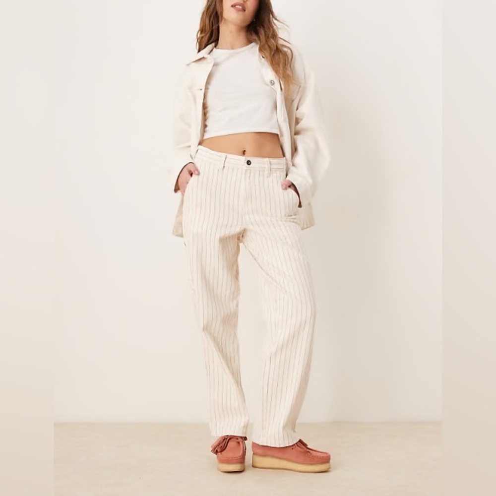 Dickies Service Cream & Red Striped Carpenter Jeans